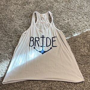 Bella Canvas White & Navy Blue Nautical Bride Tank Top